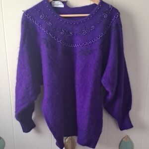 Luxurious Purple Women's Sweater with Embellishments